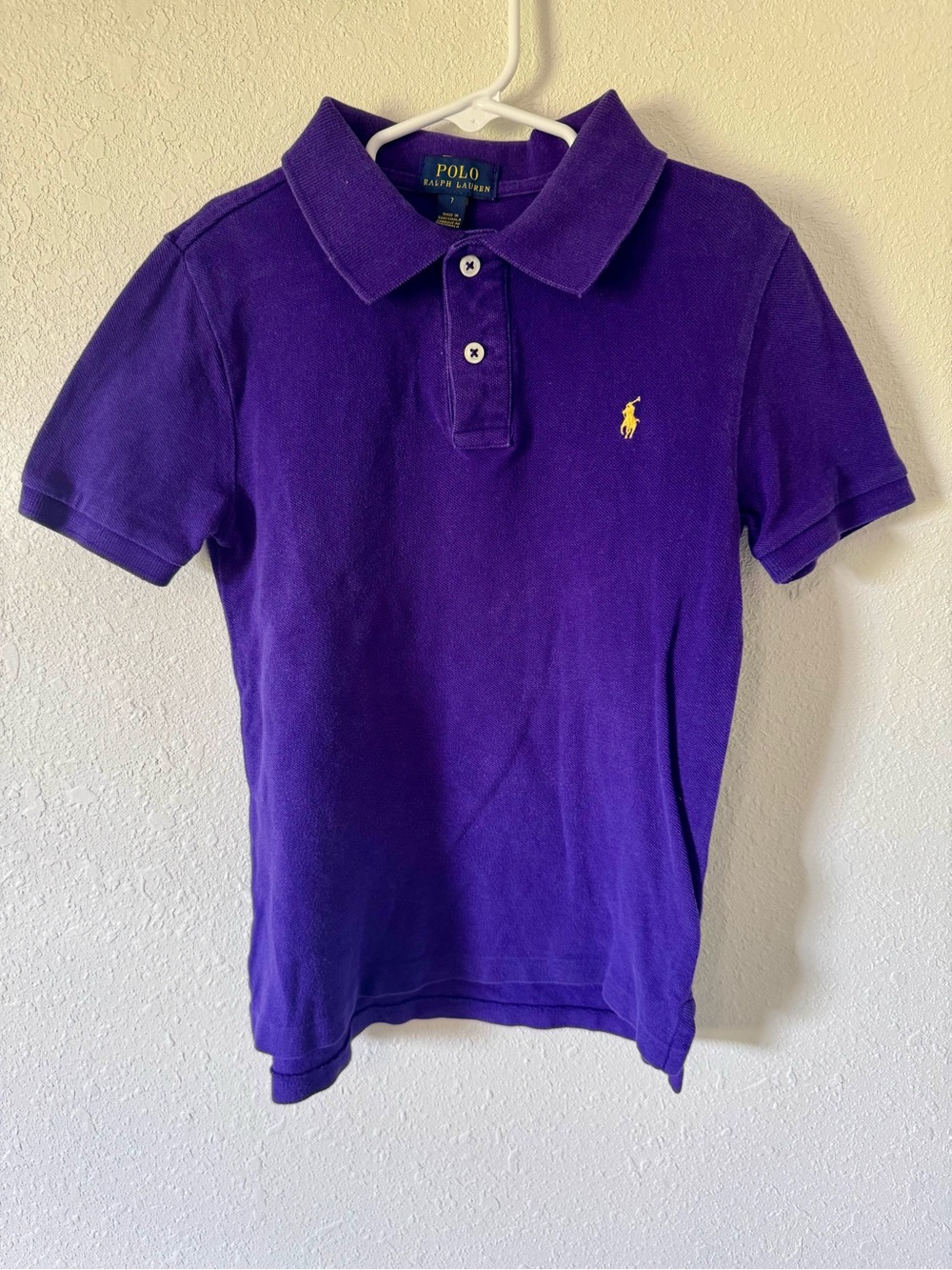 Polo by Ralph Lauren Kids Purple Polo Shirt with Yellow Pony Size 7